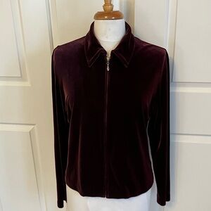 Harold's Velvet Zip-Front Sweatshirt Jacket in Deep Plum